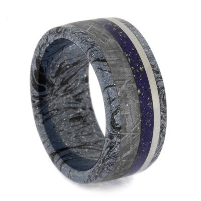Lapis Lazuli And Mokume Gane Wedding Band, Size 9-RS10568 - Jewelry by Johan