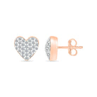 Heart Stud Earrings with Diamonds, White Gold or Sterling Silver - JBJ