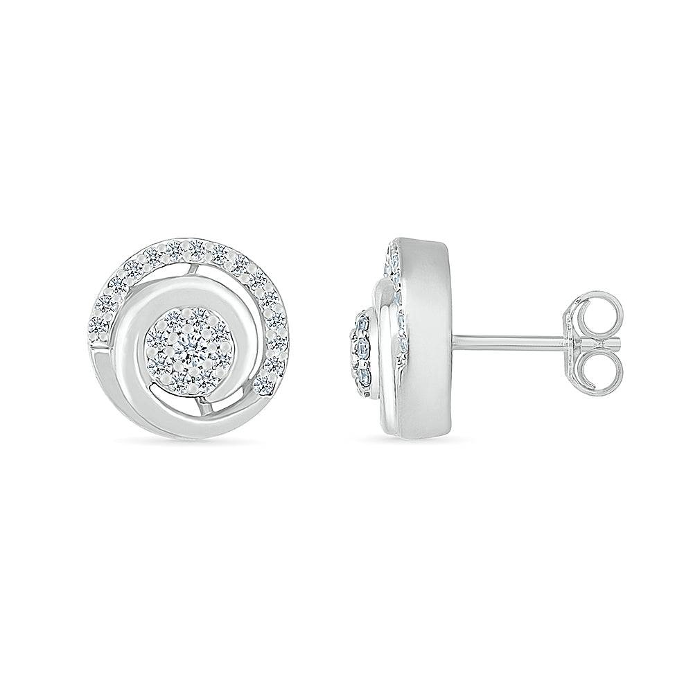Diamond Spiral Stud Earrings