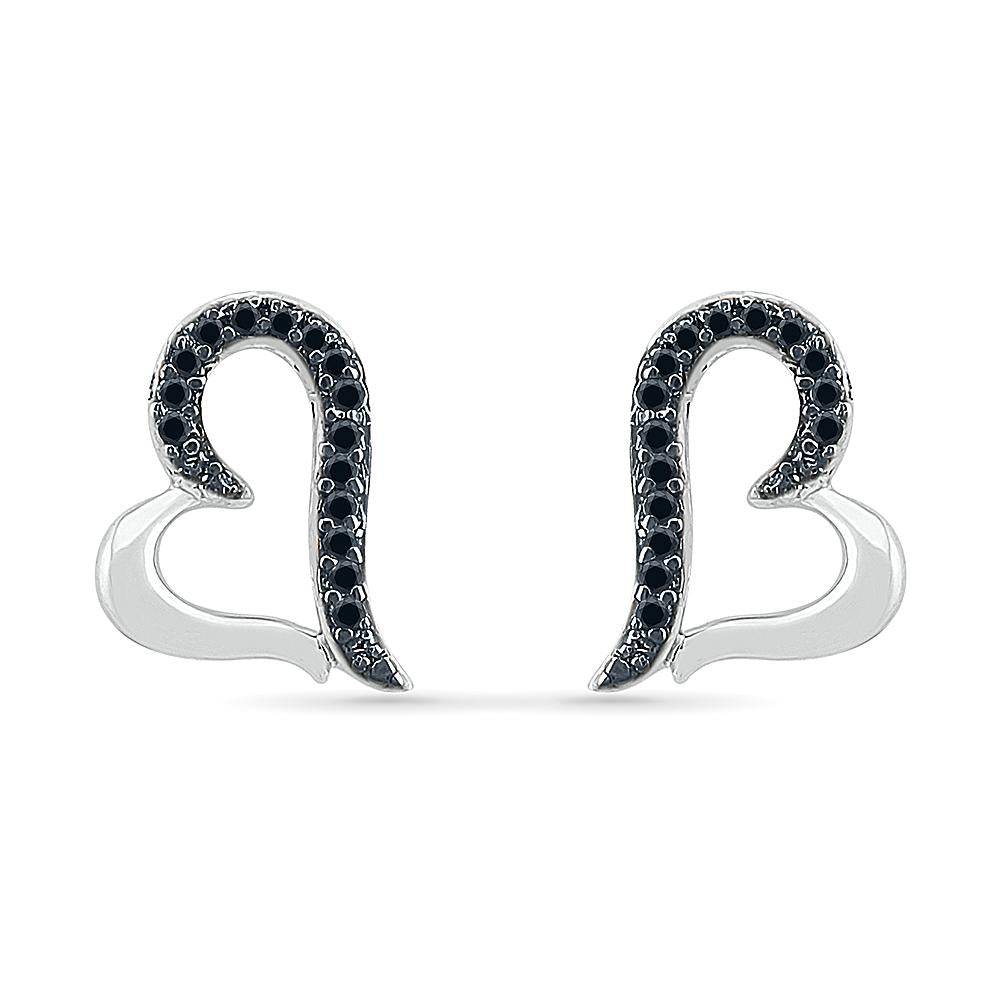 Black Diamond Heart Earrings, Pink Gold or Silver-SHEH201256 - Jewelry by Johan