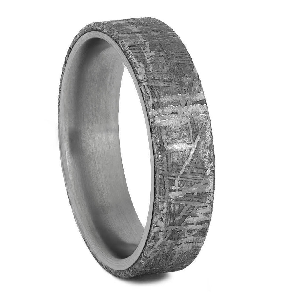 Titanium Men's Ring With Gibeon Meteorite Overlay-2012 - Jewelry by Johan