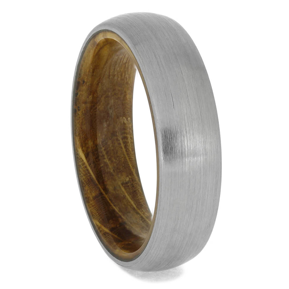Whiskey Barrel Ring with Brushed Titanium Overlay - Jewelry by Johan
