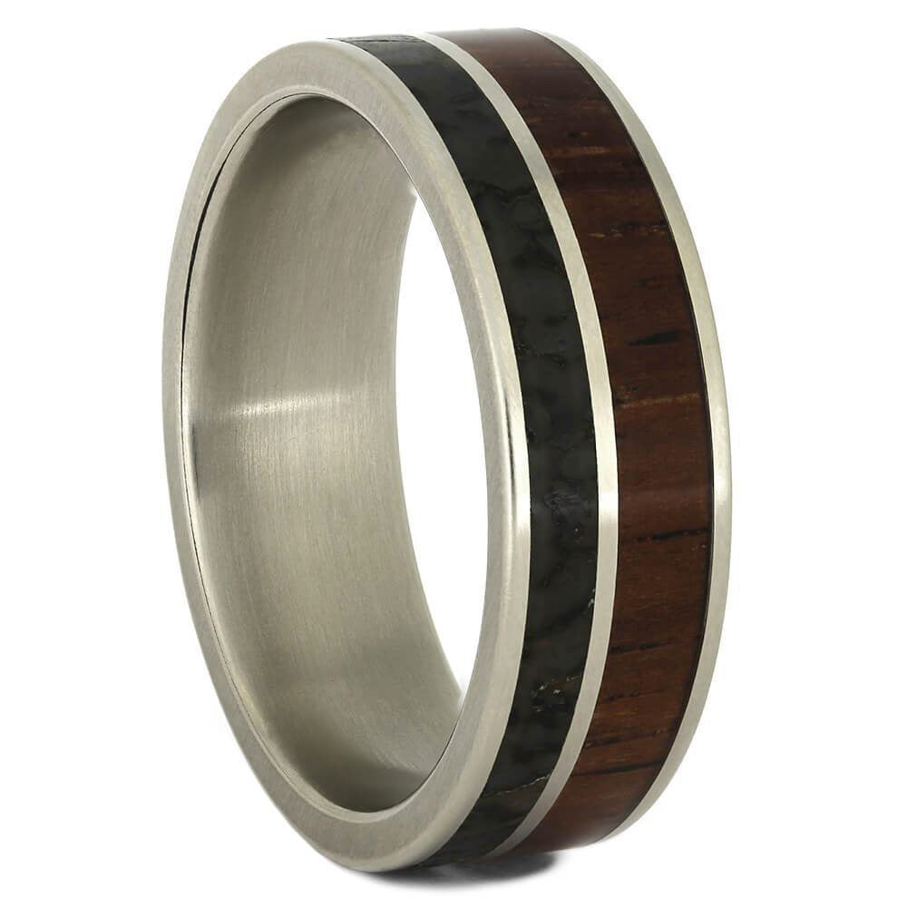 White Gold Ring With Dinosaur & Honduran Rosewood