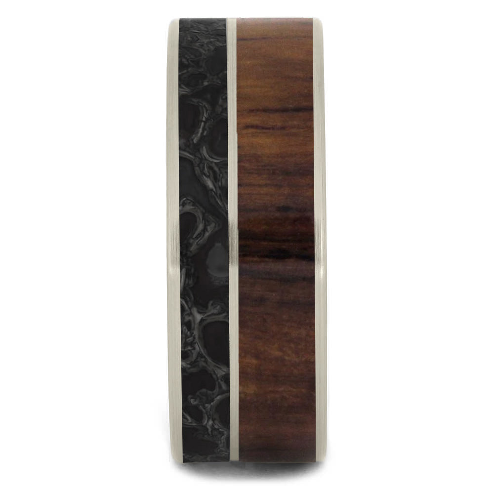 White Gold Ring With Dinosaur & Honduran Rosewood