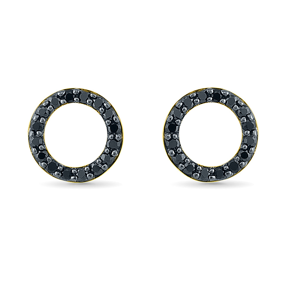 Black Diamond Circle Stud Earrings | Jewelry by Johan - Jewelry by Johan