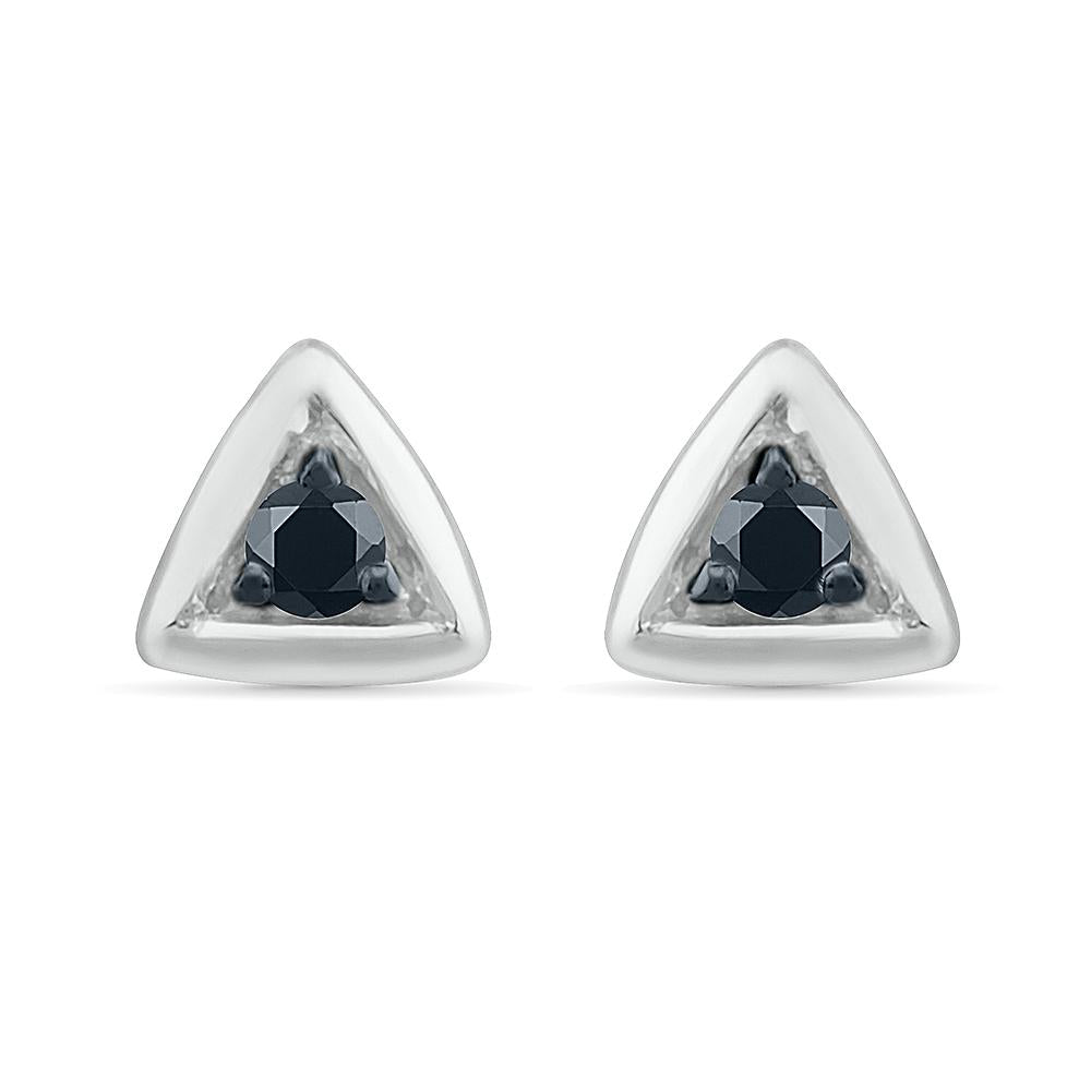 Black Diamond Triangle Stud Earrings, Pink Gold or Silver-SHES202302 - Jewelry by Johan