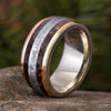 Dinosaur Bone & Meteorite Ring With Gold Stripes