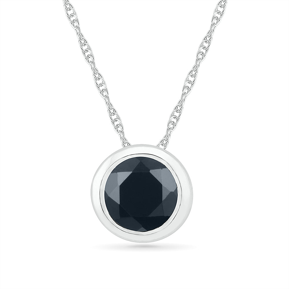 Black Diamond Bezel Set Necklace, Rose Gold or Silver-SHPS203038 - Jewelry by Johan