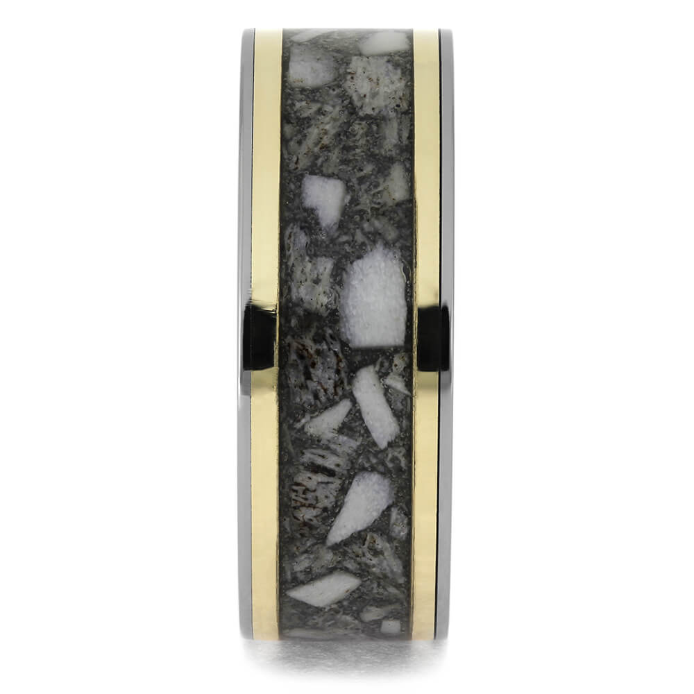 Yellow Gold Pinstripes with Antler Center