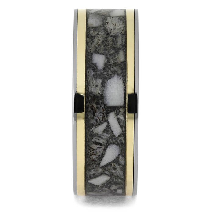 Yellow Gold Pinstripes with Antler Center