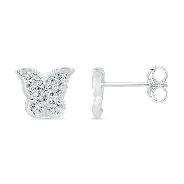 Diamond Butterfly Stud Earrings - JBJ