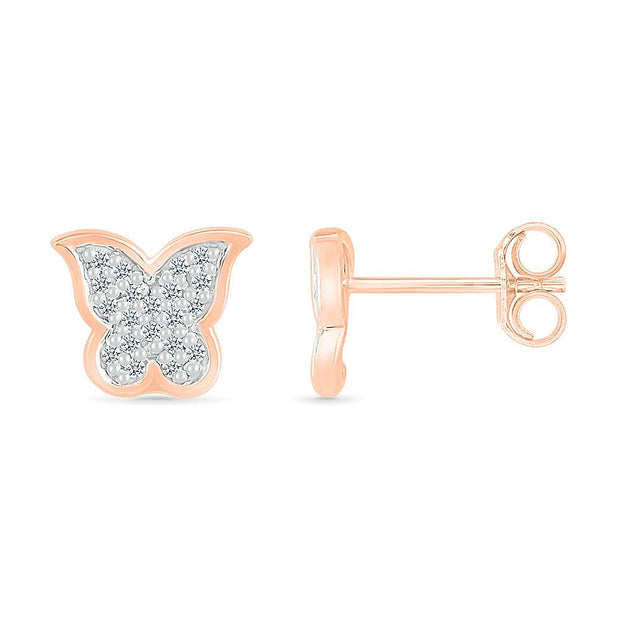 Diamond Butterfly Stud Earrings - JBJ
