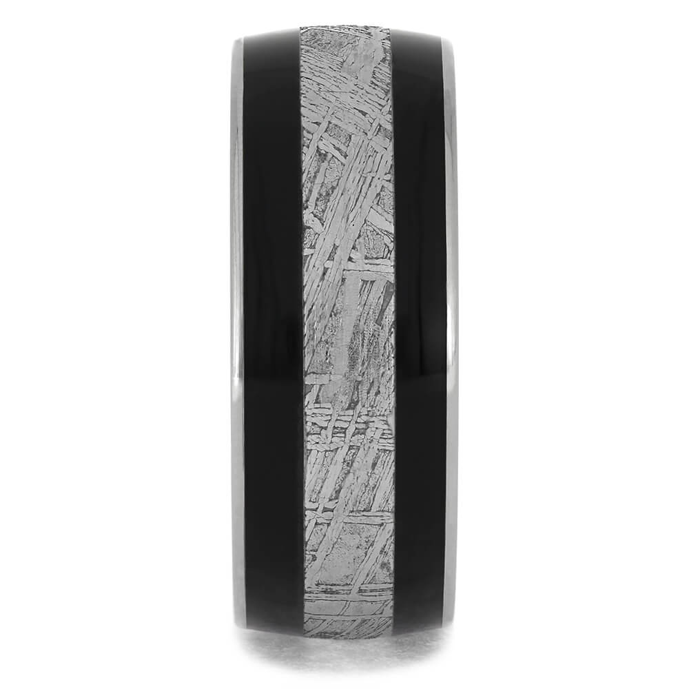 Meteorite and Wood Wedding Bands