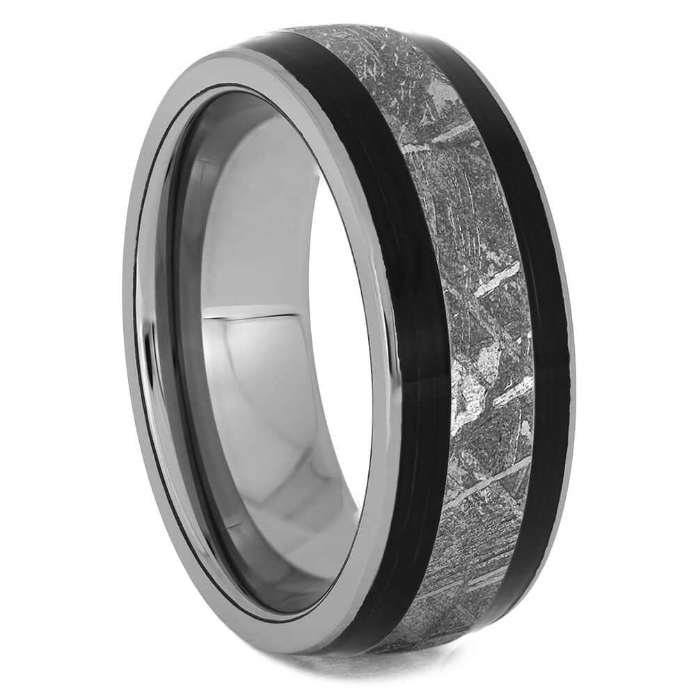 Meteorite & Exotic Blackwood Men's Wedding Band - Jewelry by Johan