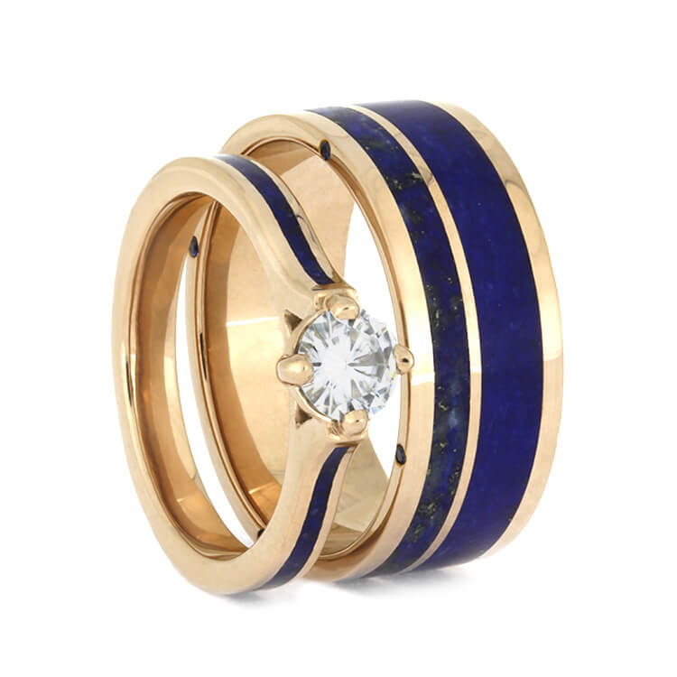 Lapis Lazuli Wedding Ring Set