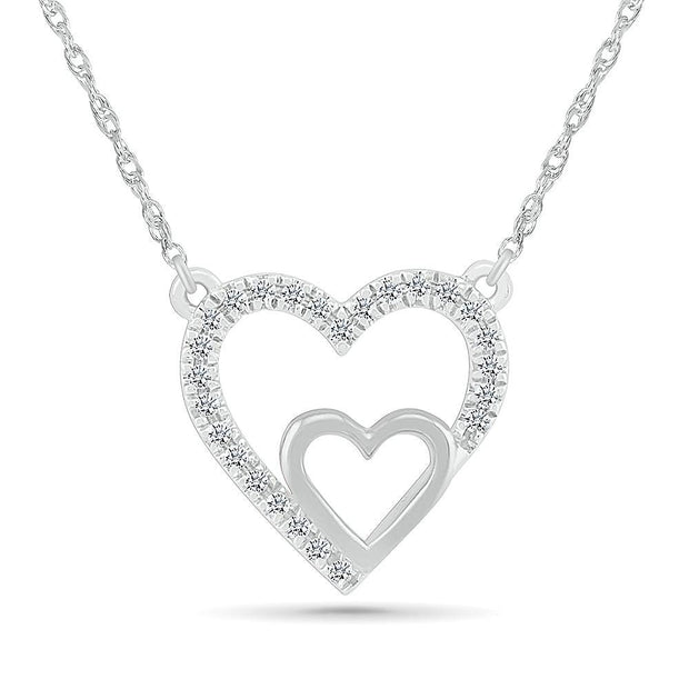 Two Hearts Diamond Pendant Necklace - JBJ