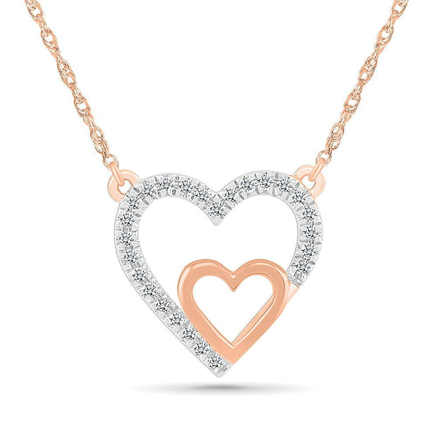 Two Hearts Diamond Pendant Necklace - JBJ