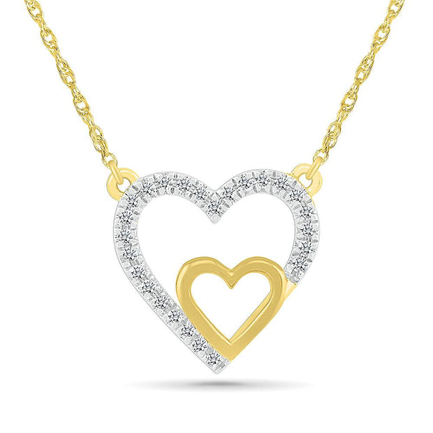 Two Hearts Diamond Pendant Necklace - JBJ