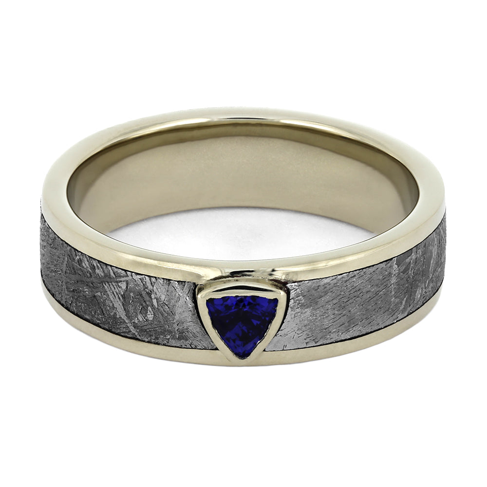 Sapphire Engagement Ring with Meteorite