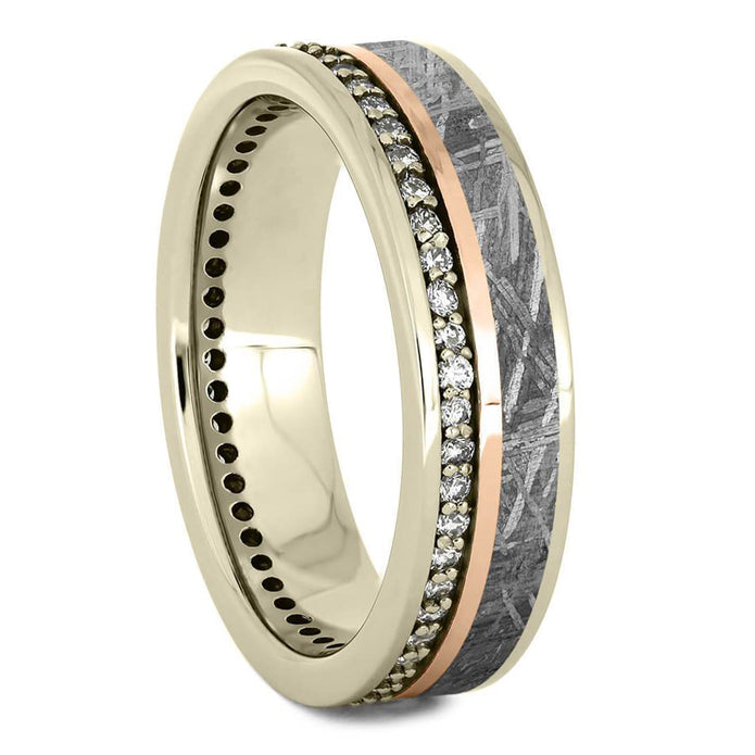 Diamond & Meteorite Eternity Band With Gold Pinstripe - Jewelry by Johan