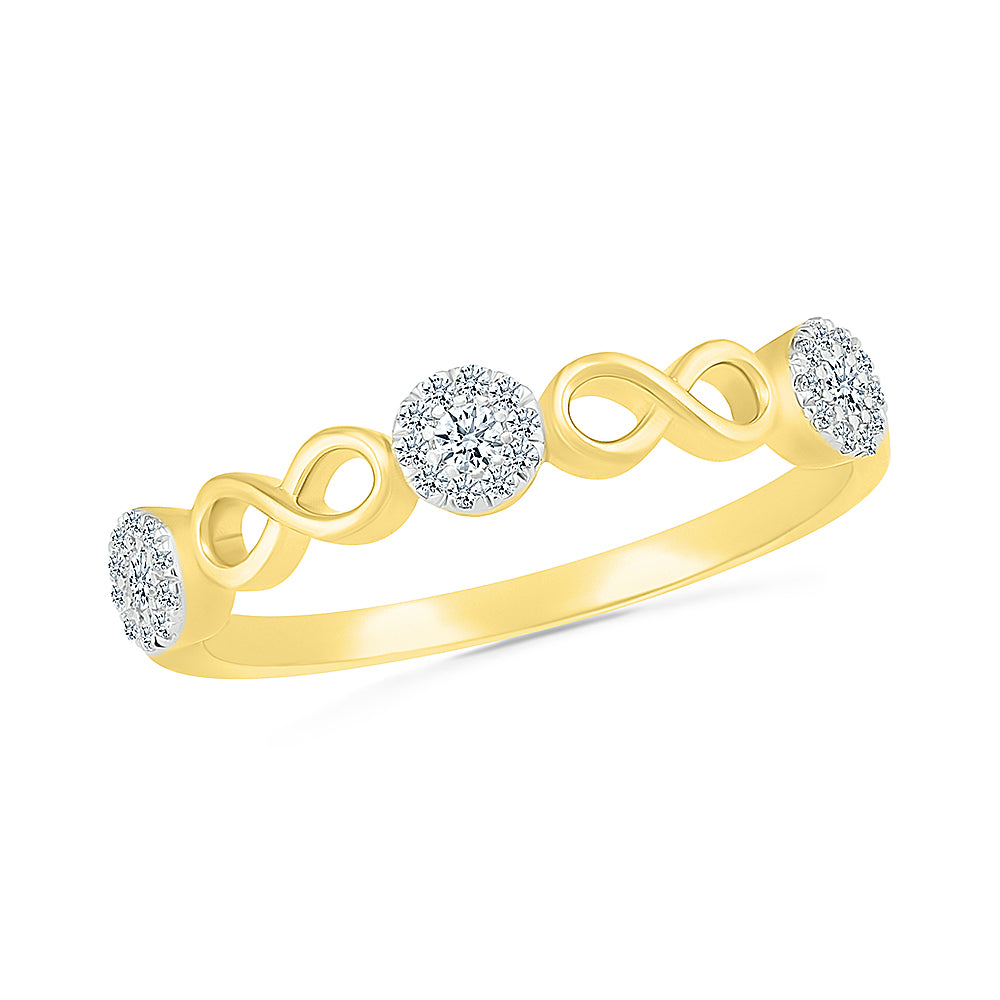 Yellow Gold Ring With Infinity Symbol & Diamonds