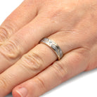 Aquamarine Wedding Ring, Meteorite Ring in Art Nouveau Design-2076 - Jewelry by Johan