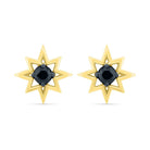 Star Stud Earrings With Black Diamond, Yellow Gold or Silver-SHEQ207771 - Jewelry by Johan