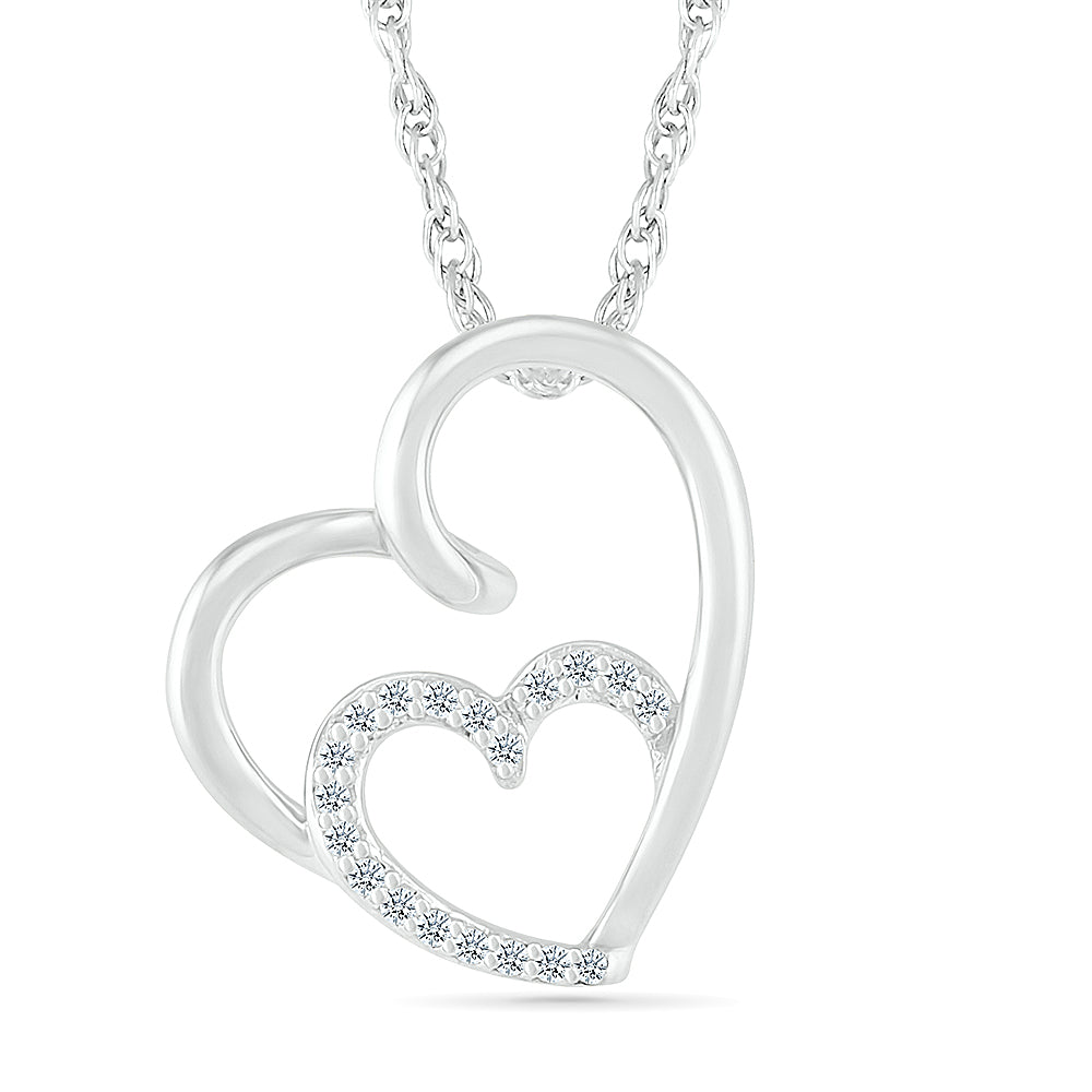 Dainty Double Heart Necklace-Silver