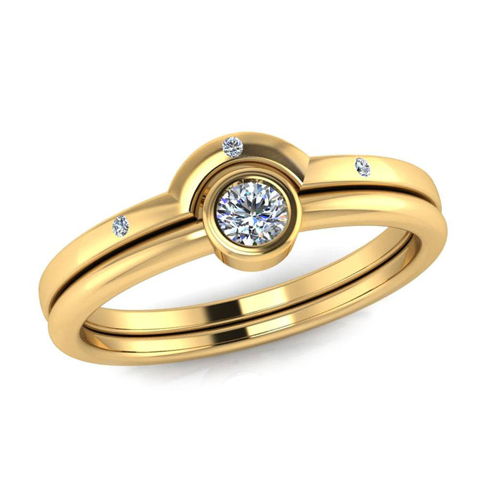 Diamond Bridal Set with Accents in 10k Yellow Gold-2975 - Jewelry by Johan