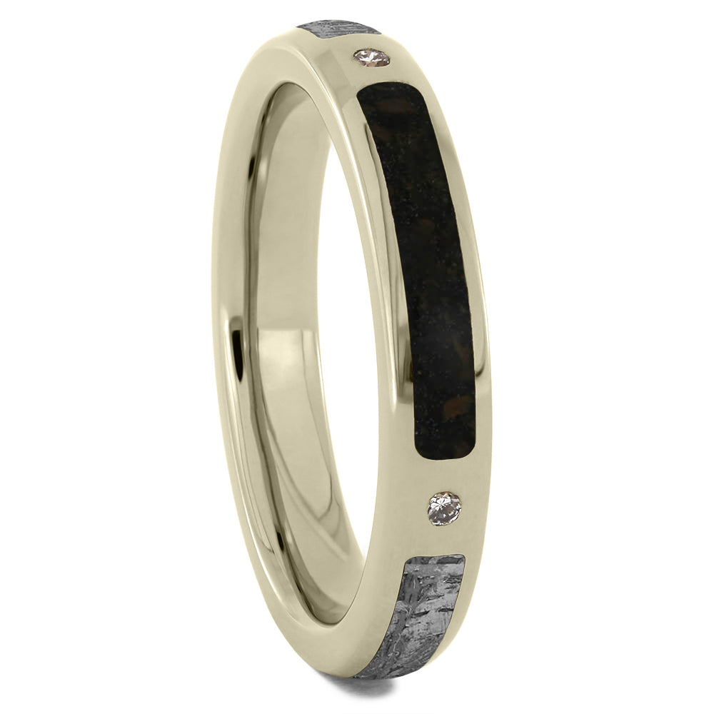 Meteorite and Dinosaur Bone Wedding Bands