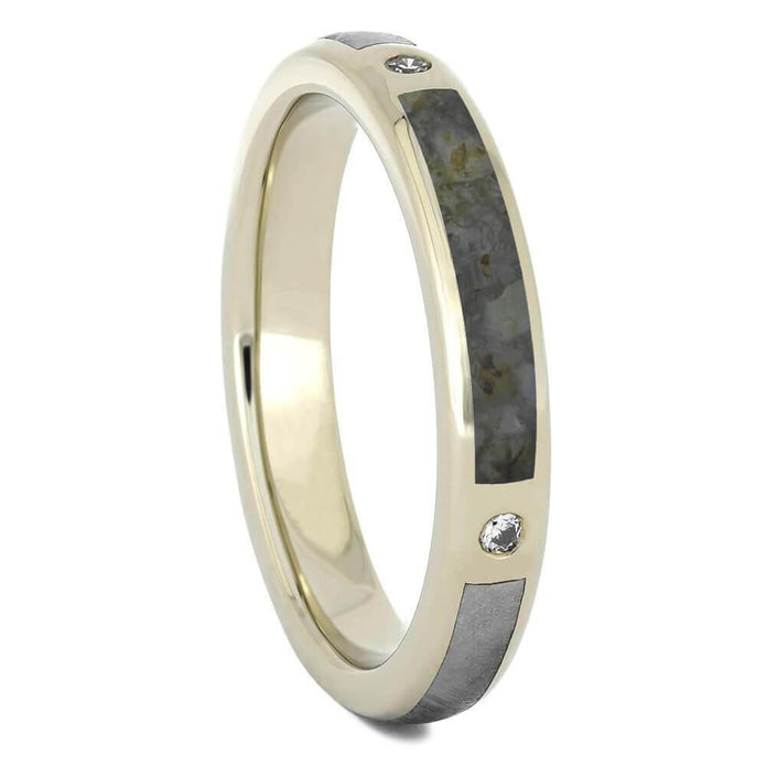 Meteorite and Dinosaur Bone Wedding Band