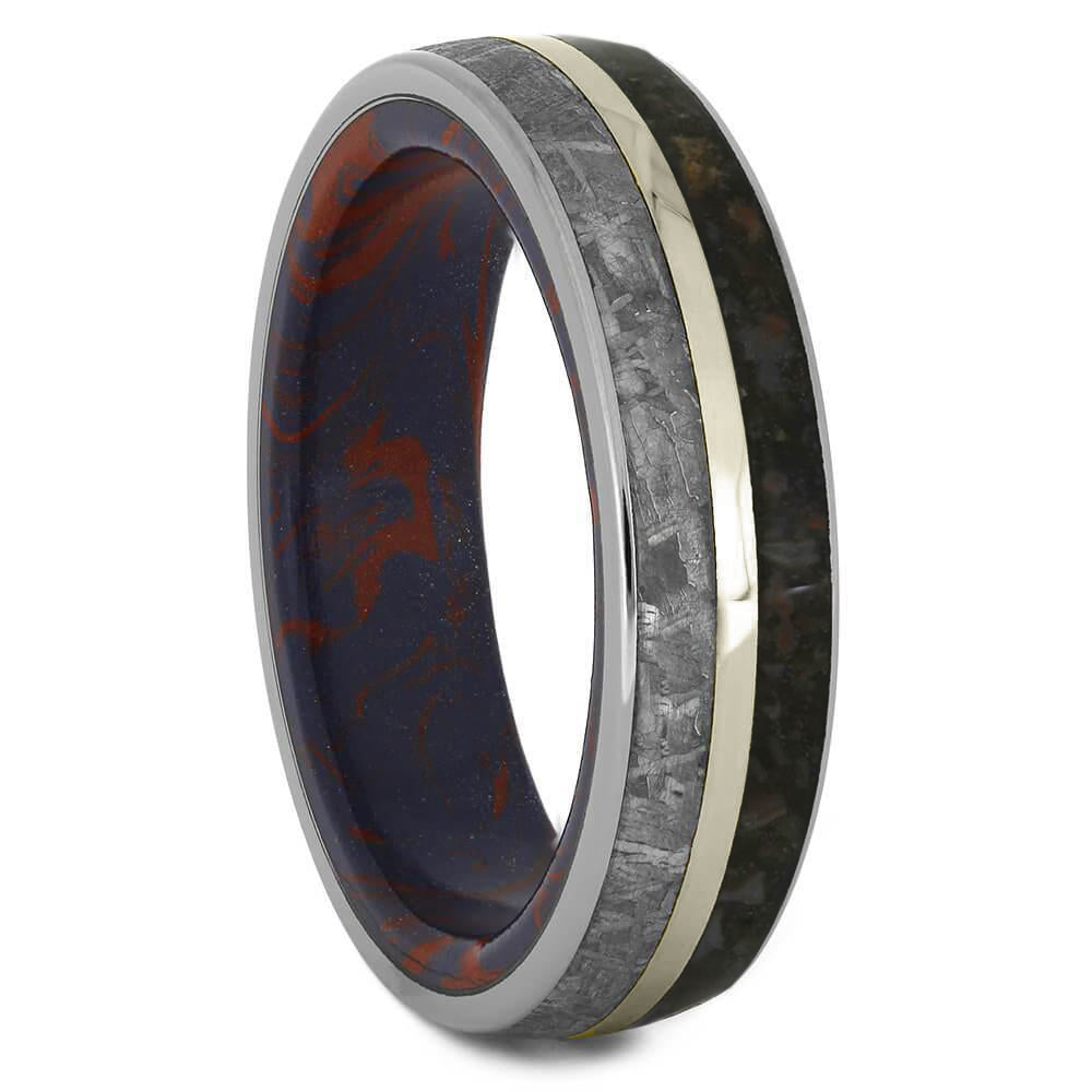 Titanium dinosaur meteorite ring top