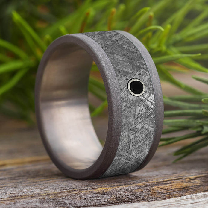 Meteorite Black Diamond Men's Wedding Band Jewelry By Johan
