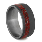 Red Stardust™ Men's Wedding Band In Sandblasted Titanium-2113 - Jewelry by Johan