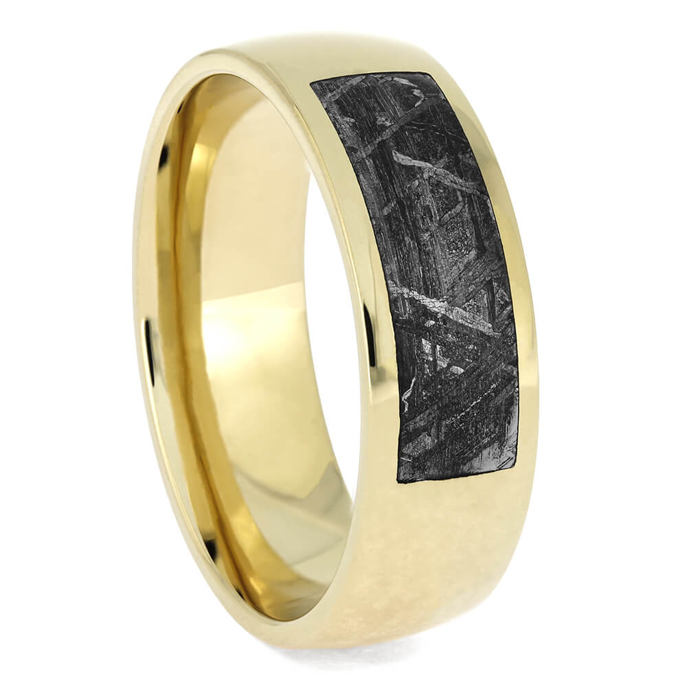 Yellow Gold and Meteorite Wedding Band