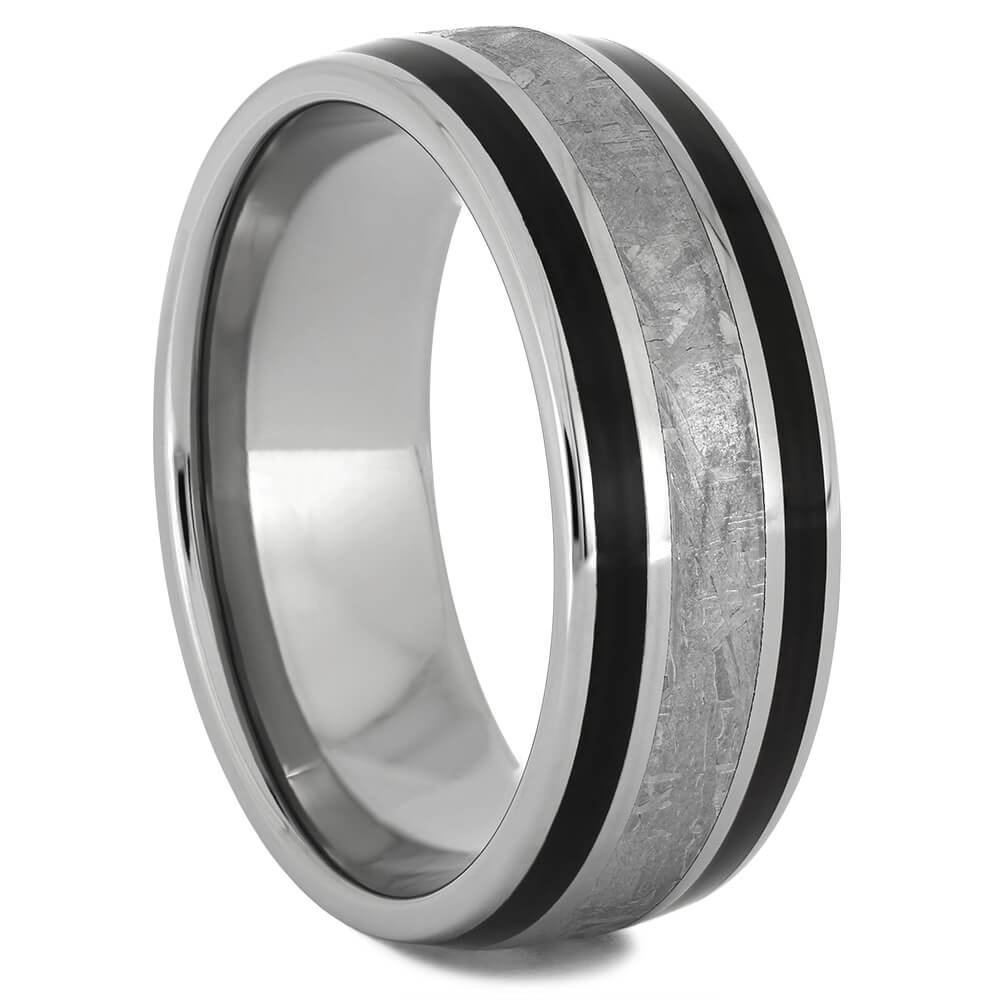 Triple Inlay Titanium Wedding Bands