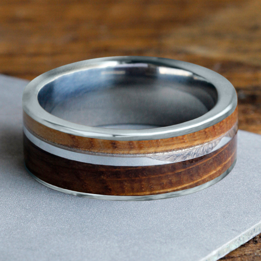 Tungsten Whiskey Barrel Oak Men's Wedding Band - Jewelry by Johan