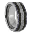 Mens Wedding Band With Meteorite And Dinosaur Bone, Fossil Ring-2143 - Jewelry by Johan