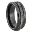 Black Ceramic Wedding Band with Meteorite