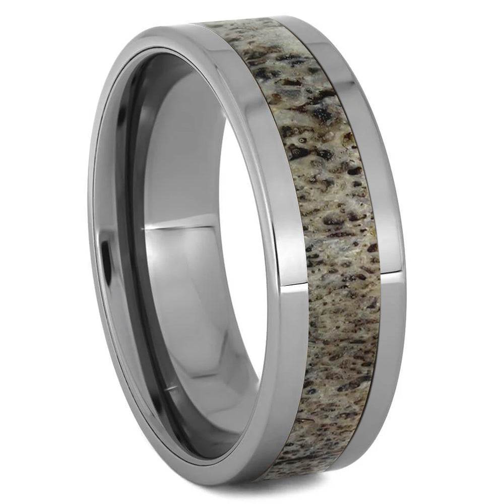 Men's Deer Antler Ring With Tungsten Band - Jewelry by Johan
