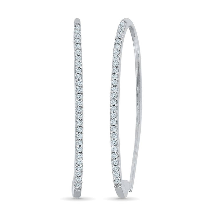 Diamond Hoop Threader Earrings In White Gold-SHEF075854 - Jewelry by Johan