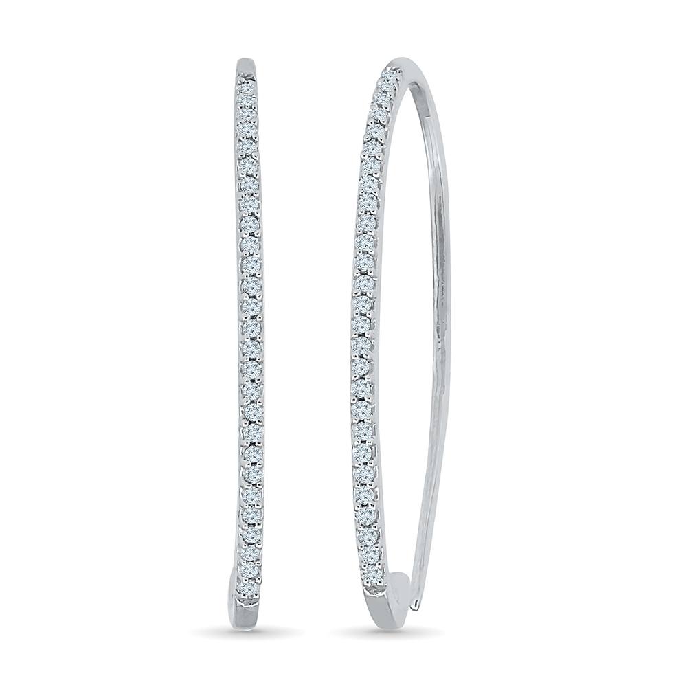 Diamond Hoop Threader Earrings In White Gold-SHEF075854 - Jewelry by Johan