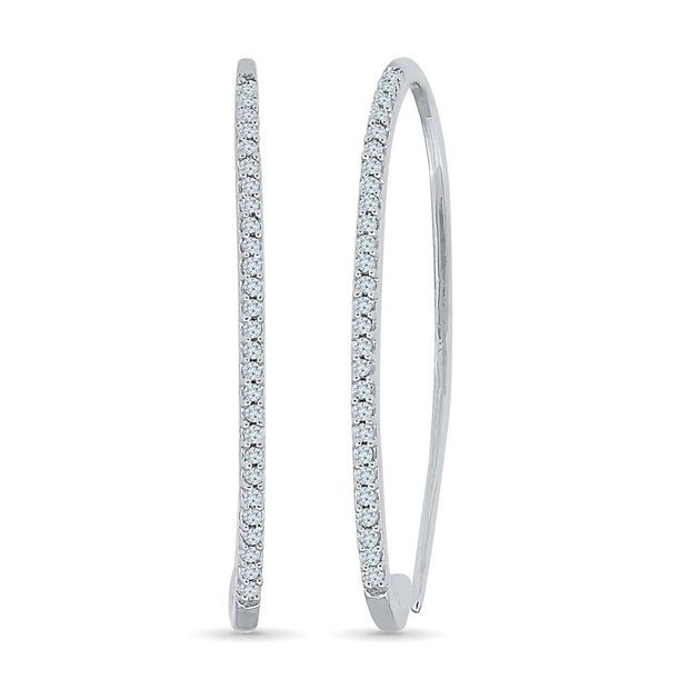 Diamond Hoop Threader Earrings In White Gold-SHEF075854 - Jewelry by Johan
