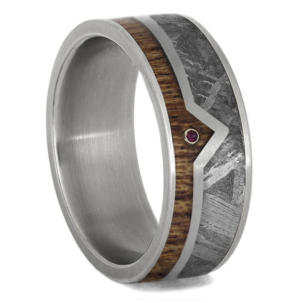Unique Men's Wedding Band With Chevron Design