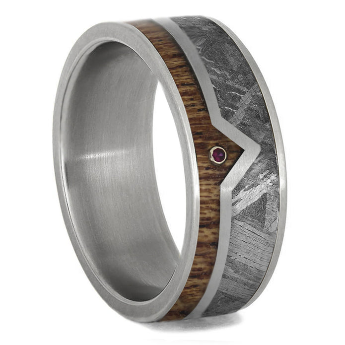 Unique Men's Wedding Band With Chevron Design