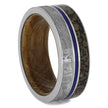 Titanium Men's Wedding Band with Whiskey Barrel Wood Sleeve-2208 - Jewelry by Johan