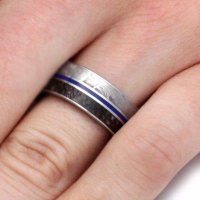 Unique, Men's Wedding Band with Whiskey Barrel Wood Inside - Jewelry by Johan