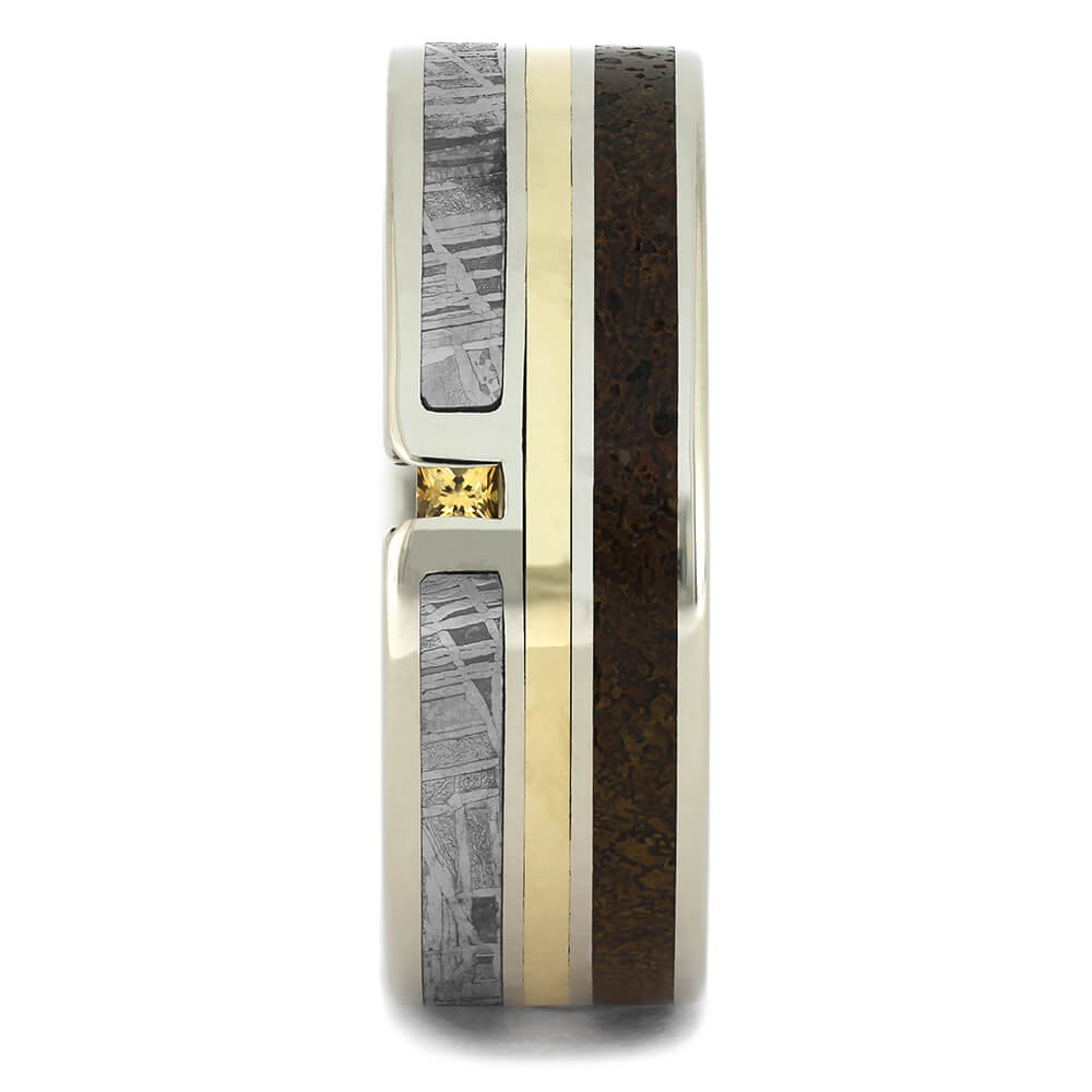 Topaz Ring with Meteorite and Dual Gold