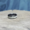 Black Ceramic Ring with Antler & Beveled Edges