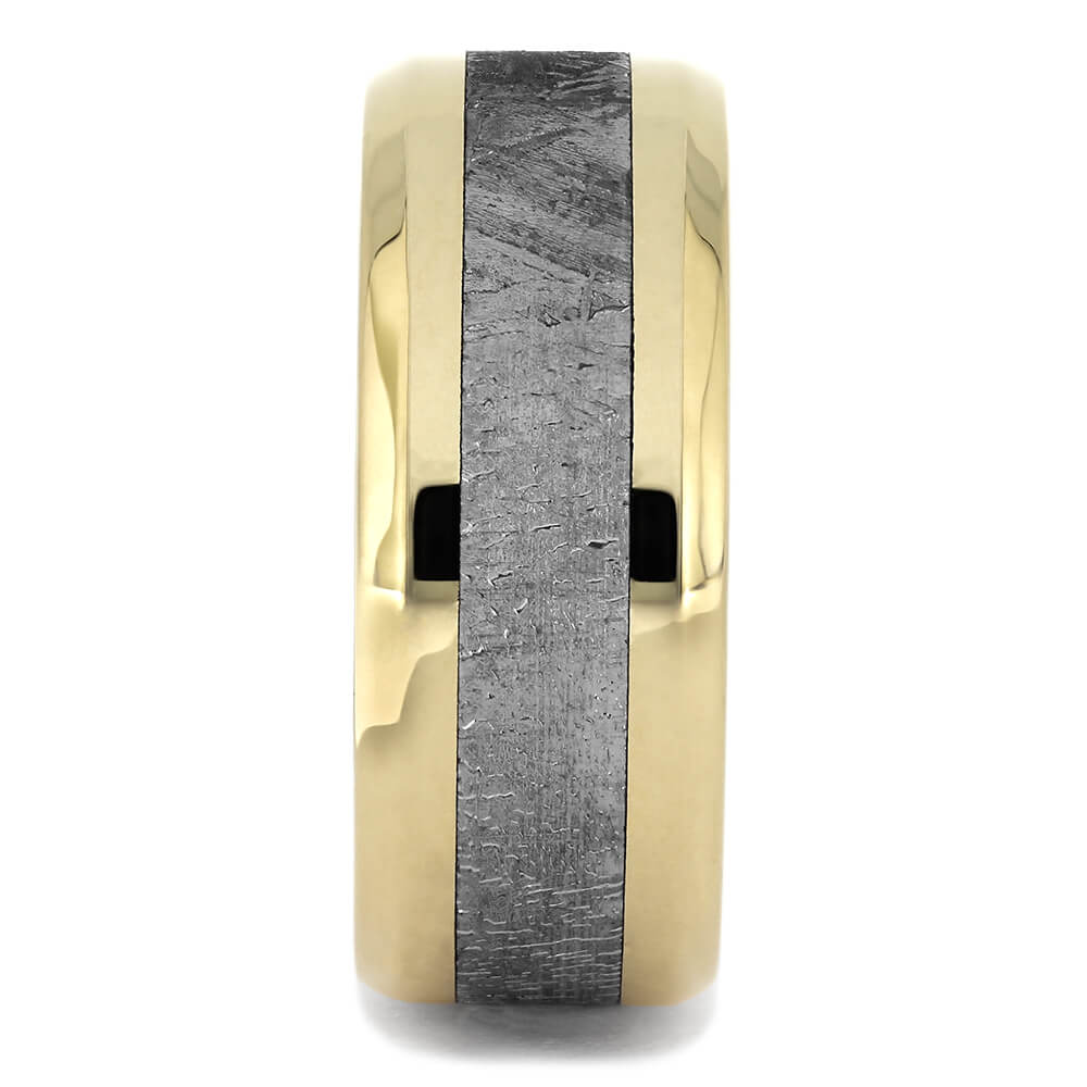 Meteorite & Solid Gold Ring With Beveled Edges - Jewelry by Johan